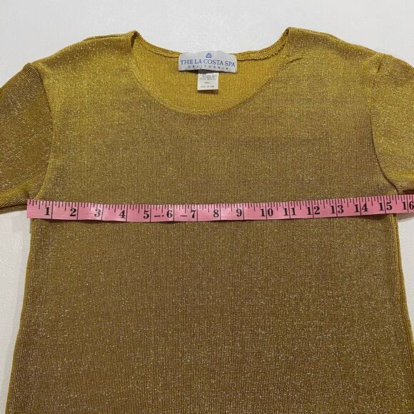 Vintage La Costa Spa Gold Metallic Knit Top – Made in USA Small - Picture 6 of 8